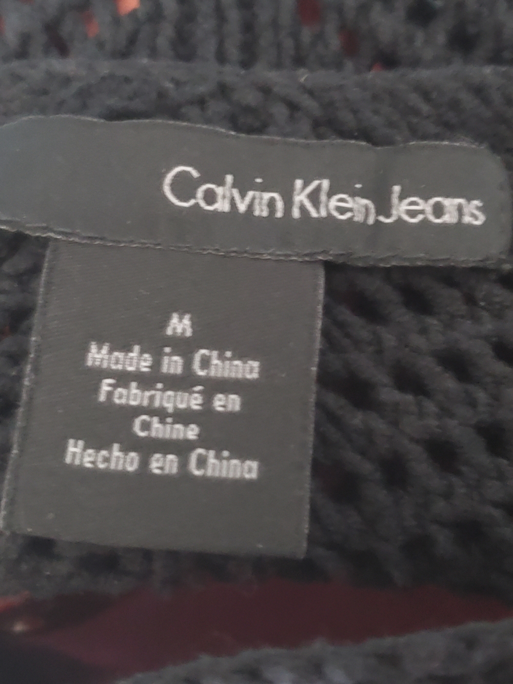 Calvin Klein Jeans Black Open-Weave Scoop Neck Sweater Women's Size M - Picture 5 of 6